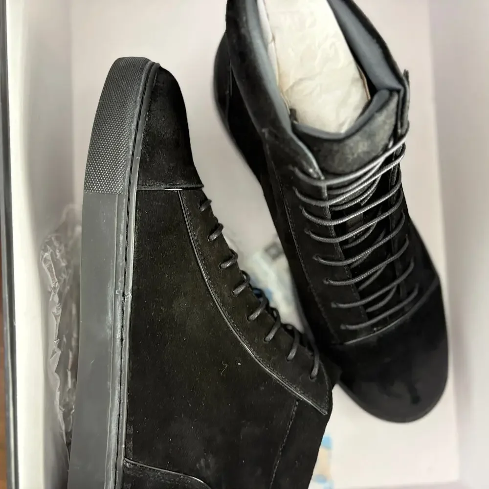 English Laundry Men Grundy Sneaker Boots 8 Black Suede Leather NWT Chukka Combat